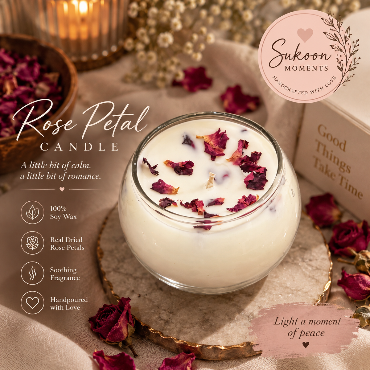Rose Petal Candle
